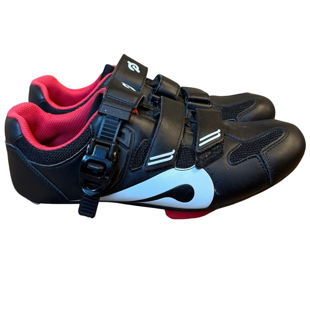 Peloton Cycling Shoes w/Delta Cleats Hook-And-Latch Closure Black Red Size EU 40